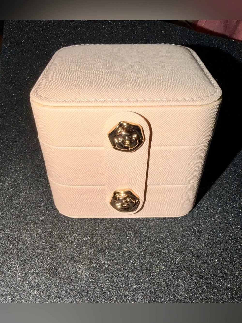 Compact Pale Pink Jewelry Case with Gold Hardware NEW